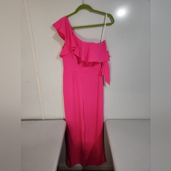 Lilly Pulizer One-Shoulder Pink Jumpsuit, Size 4 - Picture 2 of 10